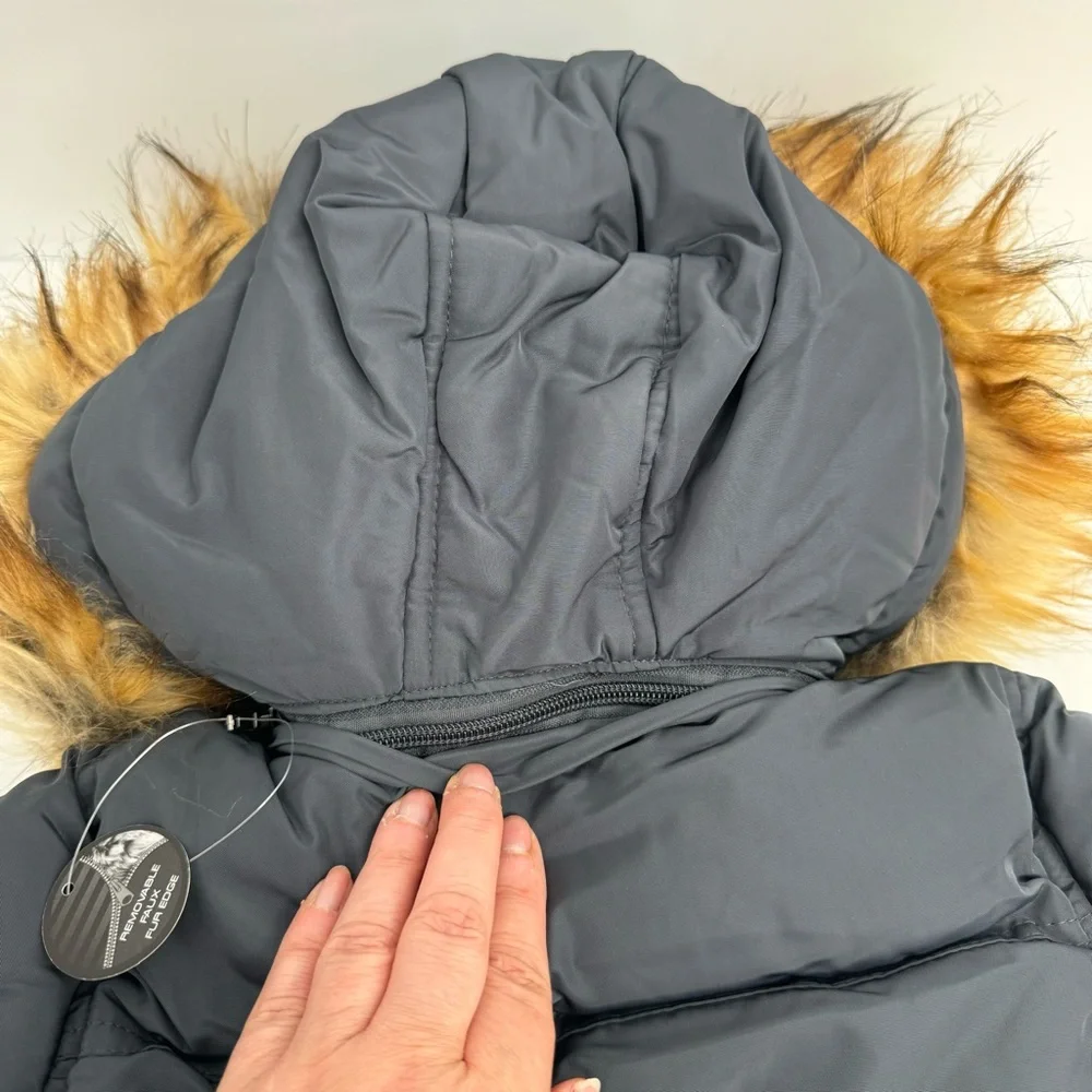 NWT Diesel Boys Charcoal Parka Bubble Removable Hooded Jacket size 2T